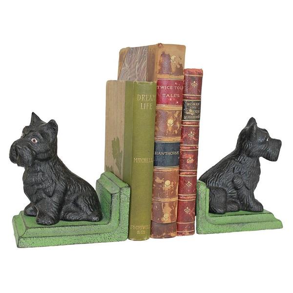 Design Toscano Sitting Scotty Dog Cast Iron Sculptural Bookend Pair SP1331